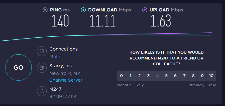 purevpn speedtest velocità usa